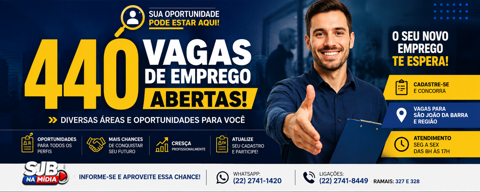 Balcão de Oportunidades abre novas vagas de emprego em São João da Barra e região