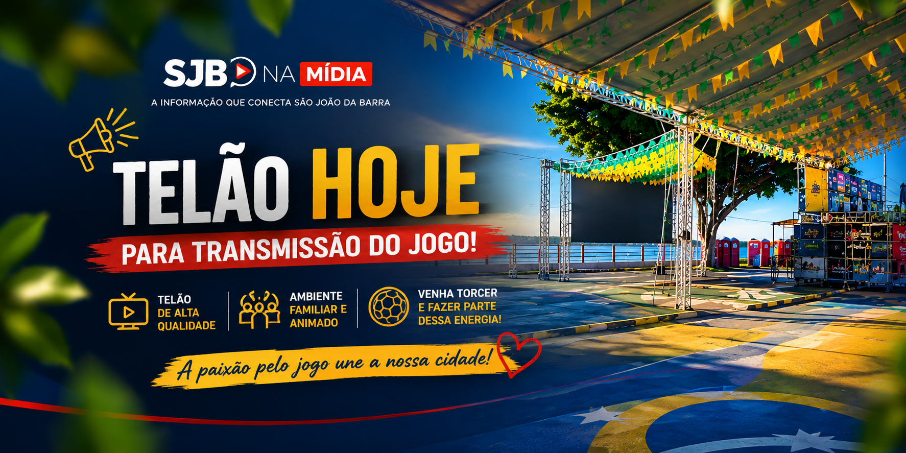 Brasil x Haiti será transmitido em telão no Cais da Praça São João Batista nesta sexta-feira