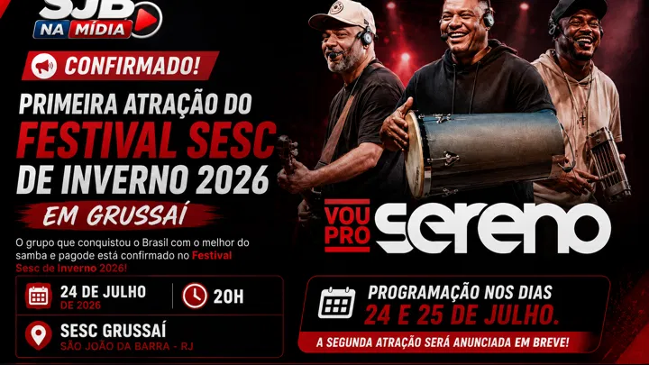 Vou pro Sereno abre programação do Festival Sesc de Inverno 2026 em Grussaí