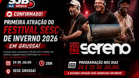 Vou pro Sereno abre programação do Festival Sesc de Inverno 2026 em Grussaí