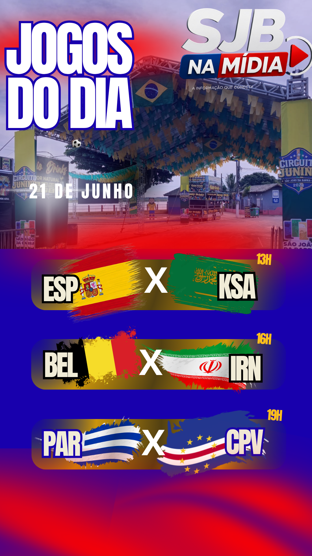 CONFIRA A TABELA DOS JOGOS DE HOJE