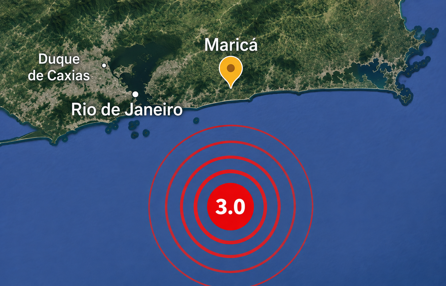 Tremor de terra é registrado na costa de Maricá, no Rio de Janeiro