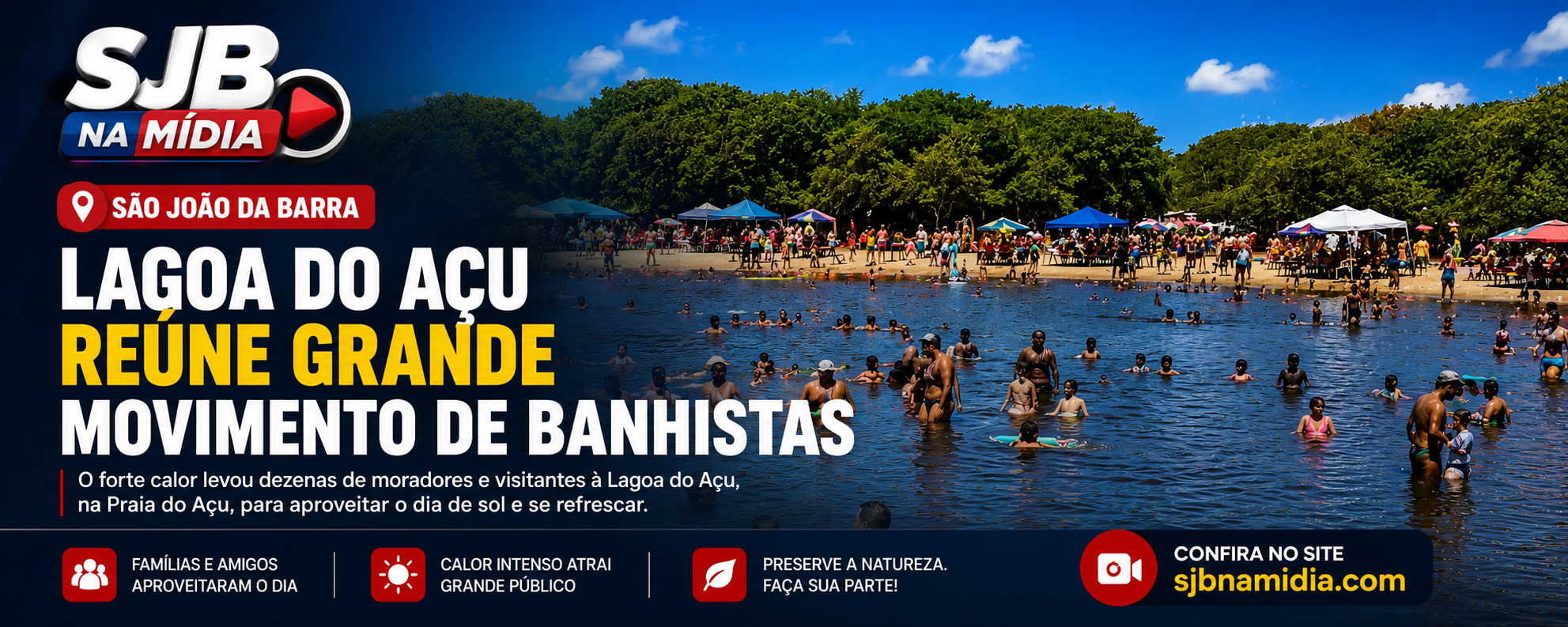Lagoa do Açu reúne grande movimento de banhistas em São João da Barra